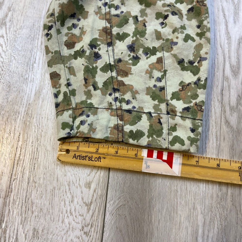 Anthropologie Floral Camo Cargo Pants Women 2 Beige Green Barrel Balloon Utility - Picture 6 of 11